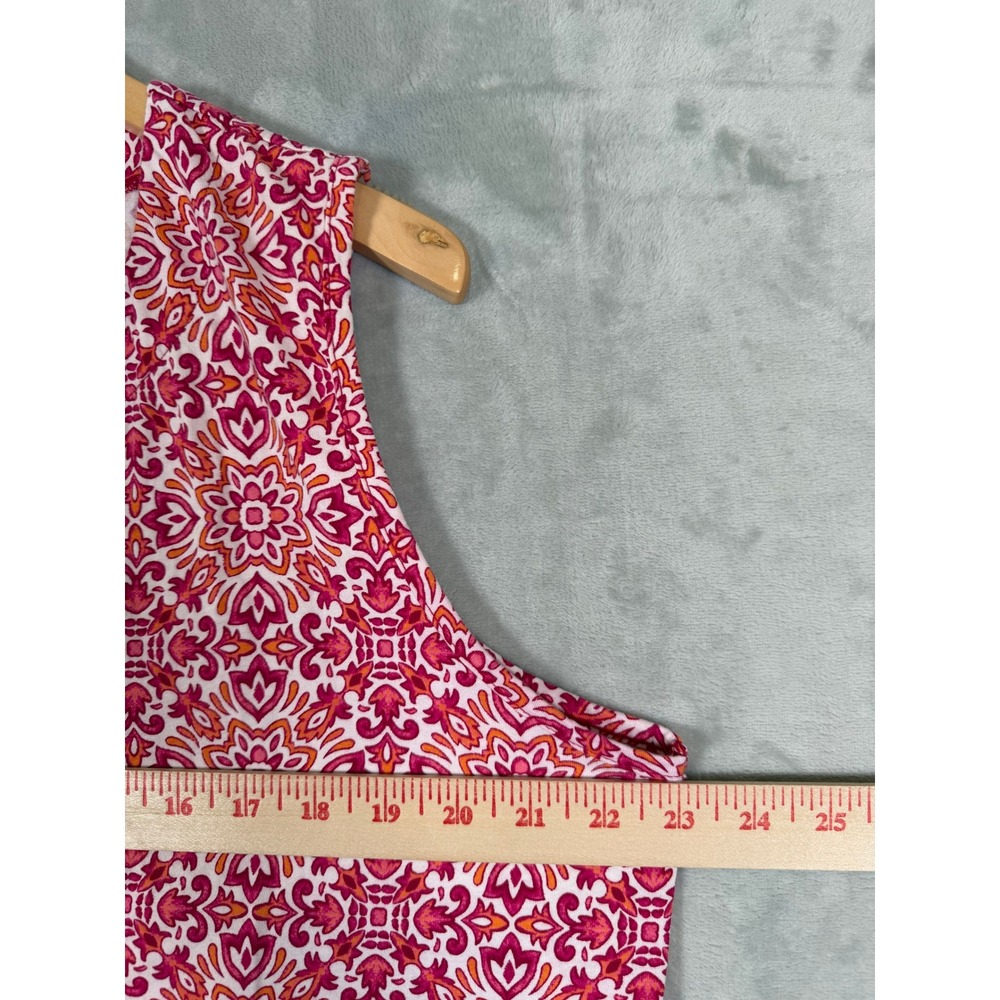 Lands End Two Swim Tunic Tops 1X XL Pink Orange Geometric Floral Pool Beach - Picture 7 of 16